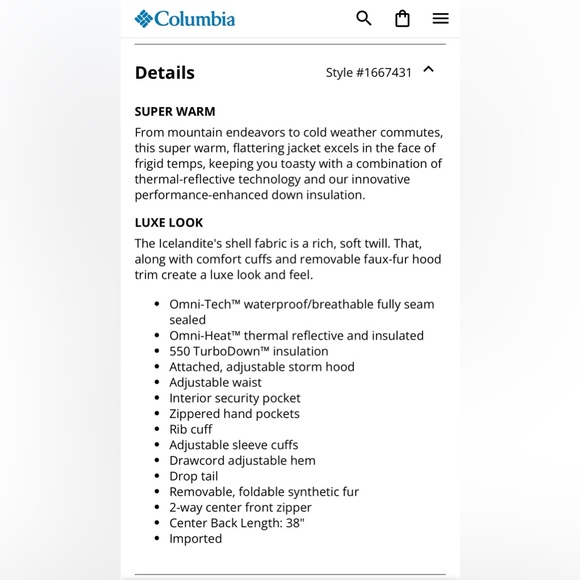 Columbia Women’s Icelandite TurboDown Jacket - Picture 4 of 4